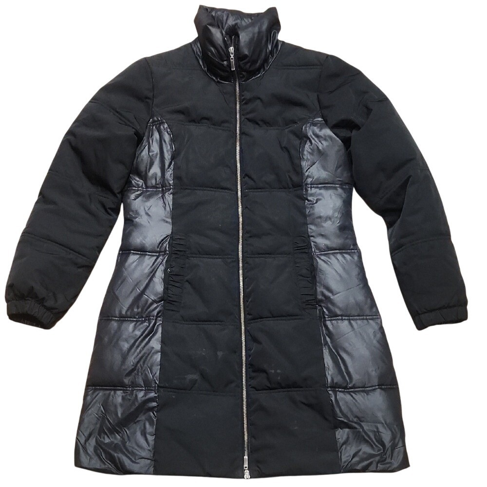 Tech Monochrome Utility Chic High Neck Black Stealth Wealth Puffer Small 40 4